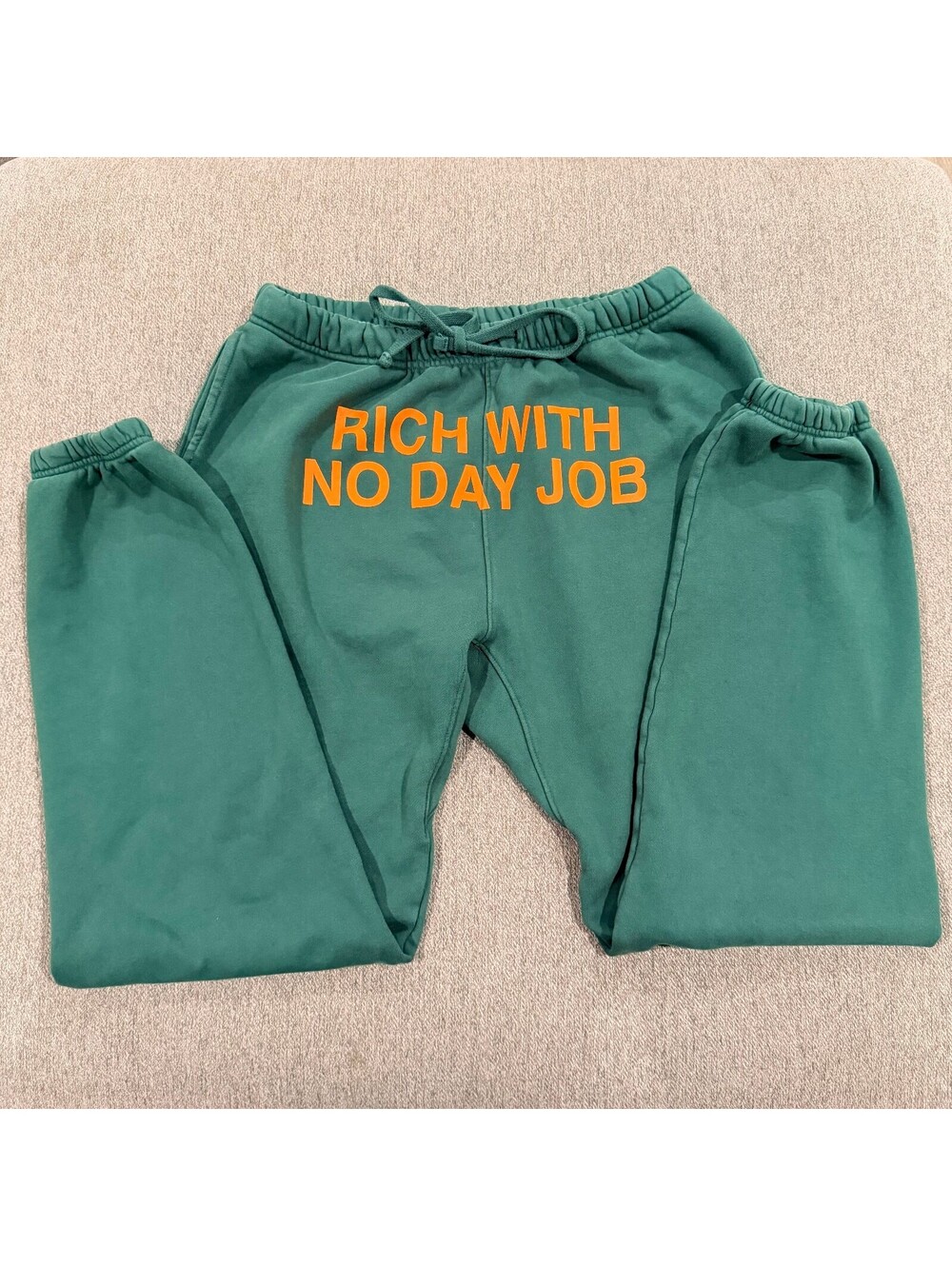Icy Saweetie Rich With No Day Job Sweatpants Mens L Green Joggers USA Cotton